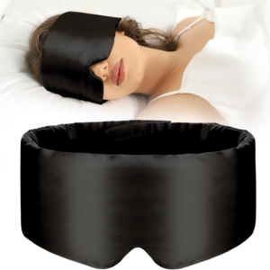 Adjustable Velcro 22mm 100% Pure Mulberry Silk Eye Masks for Journey, Workplace, and Facet Sleepers – Blackout Design