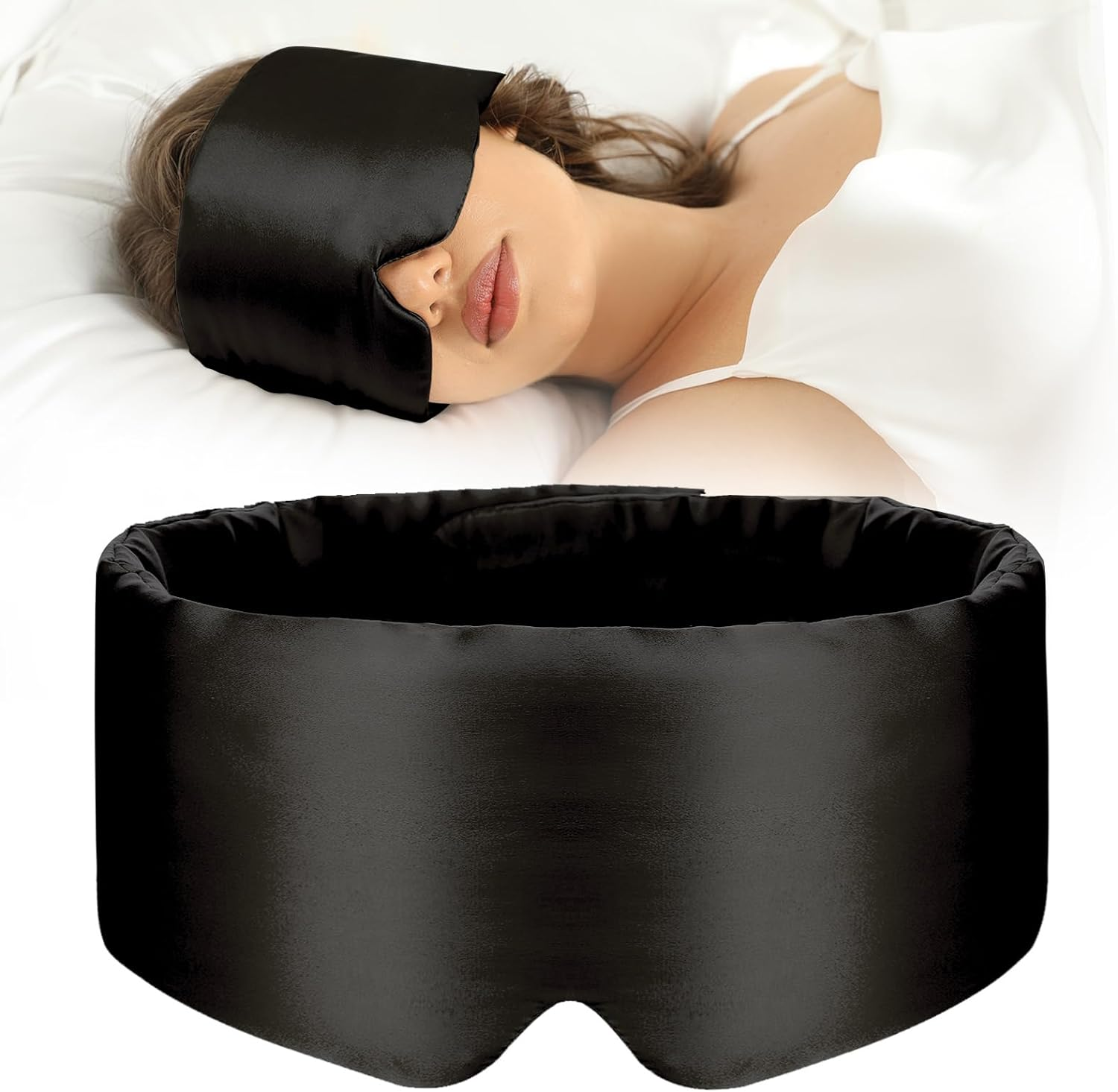 Adjustable Velcro 22mm 100% Pure Mulberry Silk Eye Masks for Journey, Workplace, and Facet Sleepers – Blackout Design