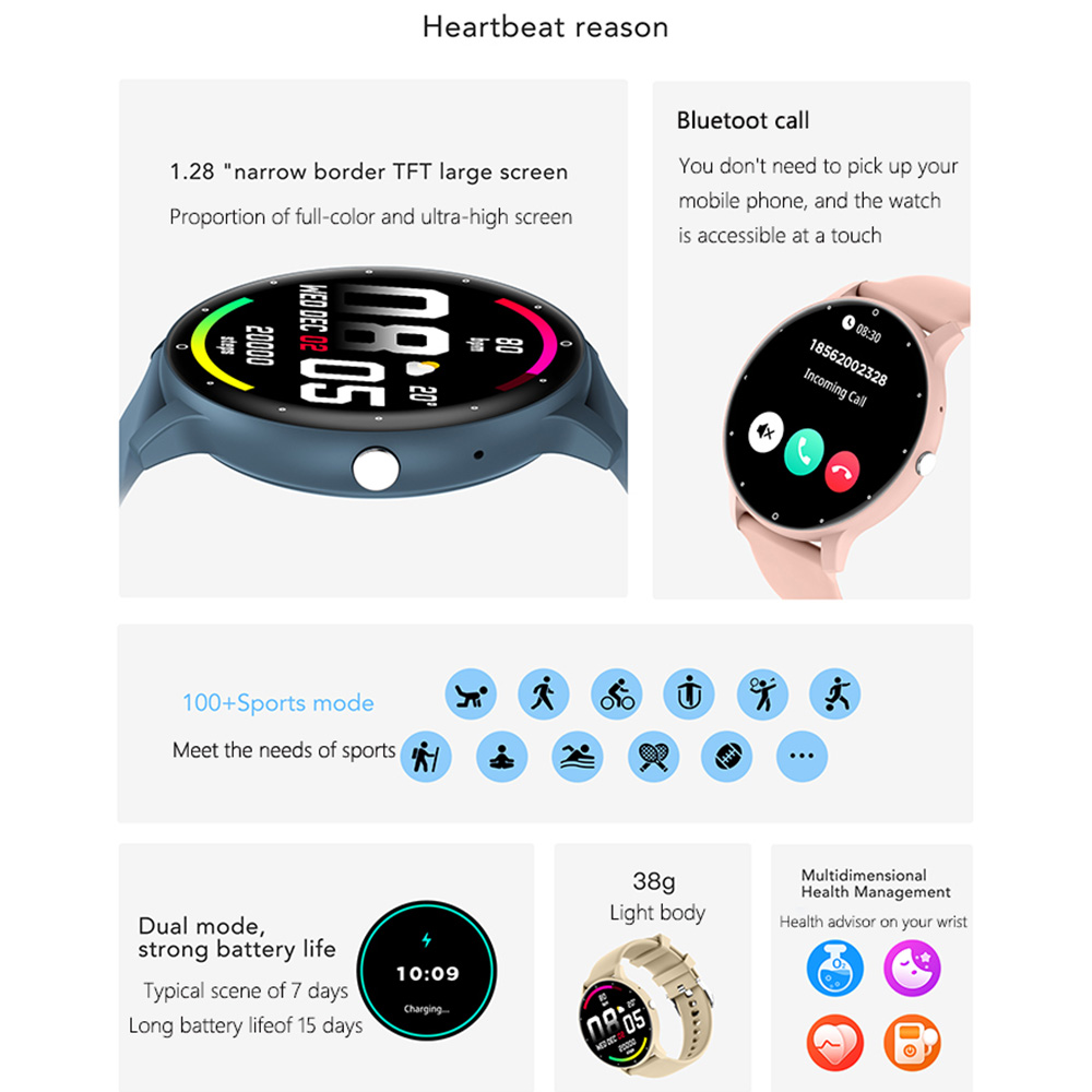 Good Health Bracelet with Bluetooth Calling - Da Match App Suitable Smartwatch